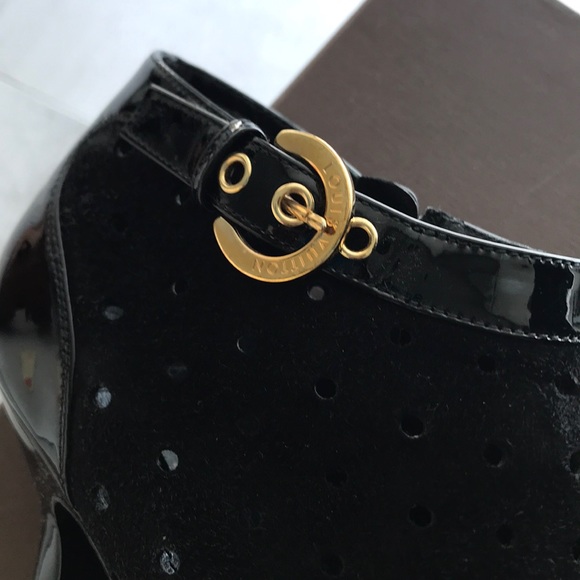 Louis Vuitton black open toe booties boots 36.5 - Picture 4 of 6